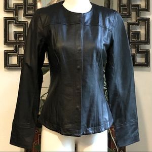 i.e. Jacket Leather Black Snap Coat Lined Size S